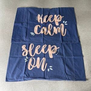 Whim by Martha Stewart "Keep Calm" "Sleep On" Cotton Pillowcase Pair 2 PCS. Set